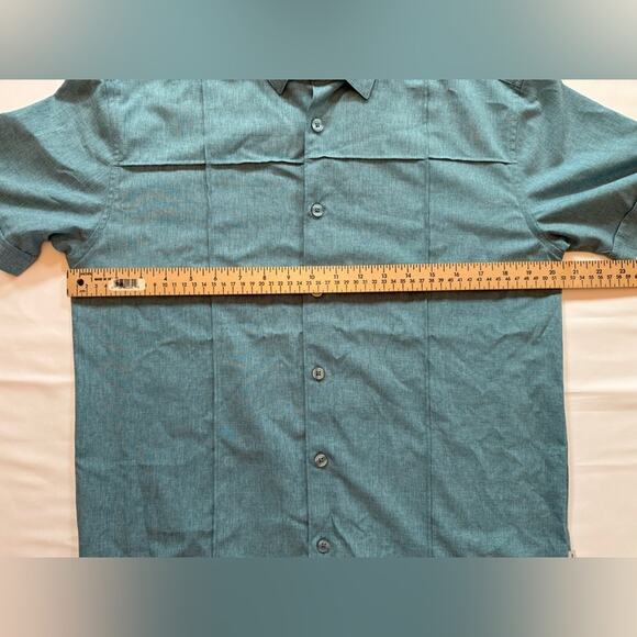 CUBAVERA Men’s Short Sleeve Guayabera Style Shirt Teal Blue Button Front Size S - Picture 8 of 13
